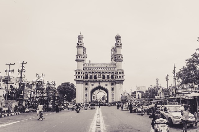 View of the Charminar Mosque in Hyderabad, India.